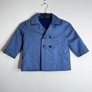Millicents of San Francisco Vintage Blue Double Breasted Pea Coat Kids 5 A-PD